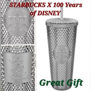 DISNEY x STARBUCKS 100 Years of Disney Silver Studed Tumbler Disneyland …